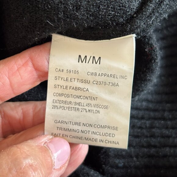 Charlie B Black Mock Neck Sweater with White Large Heart on Back - Zip Side Neck - Picture 7 of 8